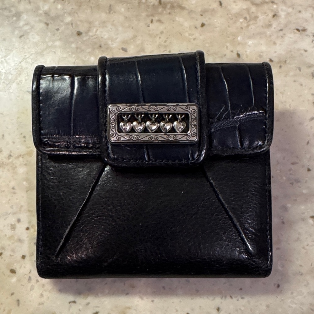 Brighton Black Leather Wallet with Silver Accent